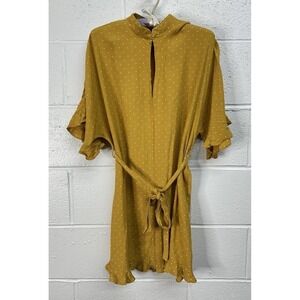 Nobody's Child Ochre Polka Dot Spot Frill Sleeve Mini Dress / Tunic US Size 4